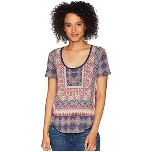 NEW LUCKY BRAND Border Print Tee Shirt Size Small
